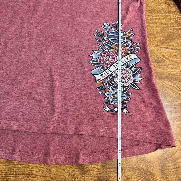 Hardly Davidson Women’s RIDE TO DIE Floral Print Long sleeve Top size L NWOT - Picture 9 of 12